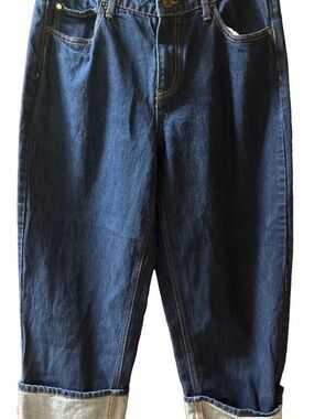 Kate Spade Target Wide Leg Cropped Jeans Womens Size 8 Cuffed High Rise NWOT